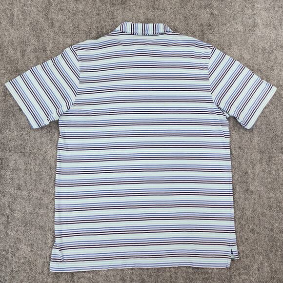 Peter Millar Polo Shirt Mens Large Blue Striped Performance Pima Golf Pocket - Picture 3 of 14